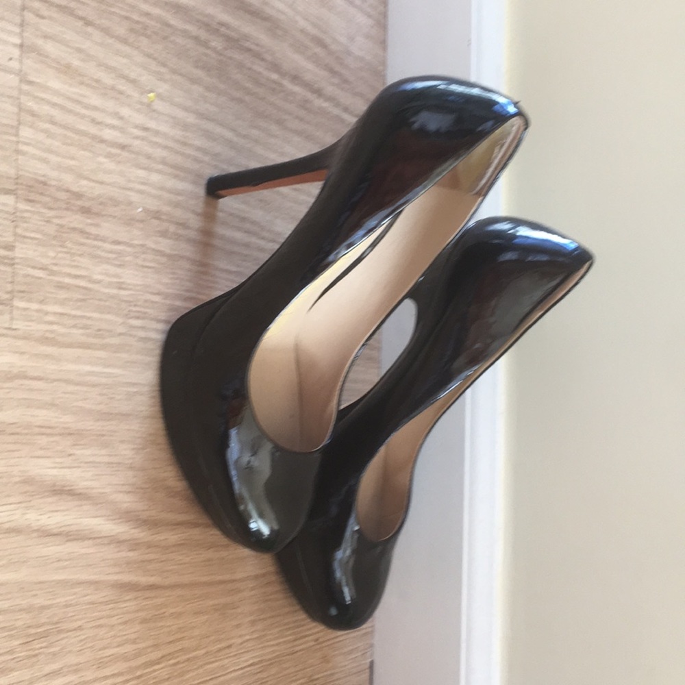 Black leather sole heels